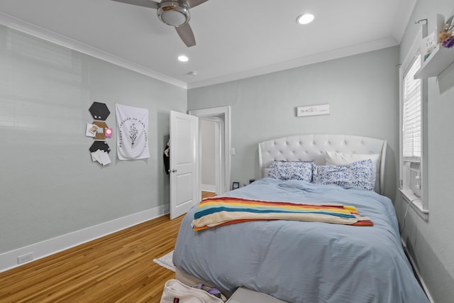 7 Wesley Dr, Charleston, SC 29407 - bedroom featuring crown molding, wood finished floors, a ceiling fan, recessed lighting, and baseboards