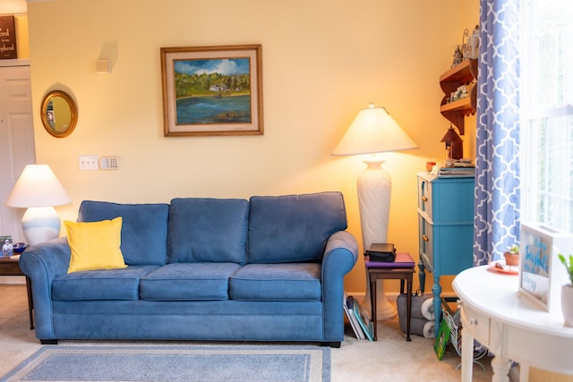 view of carpeted living area