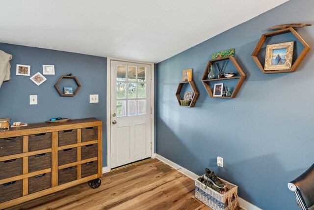 foyer entrance featuring light wood-type flooring