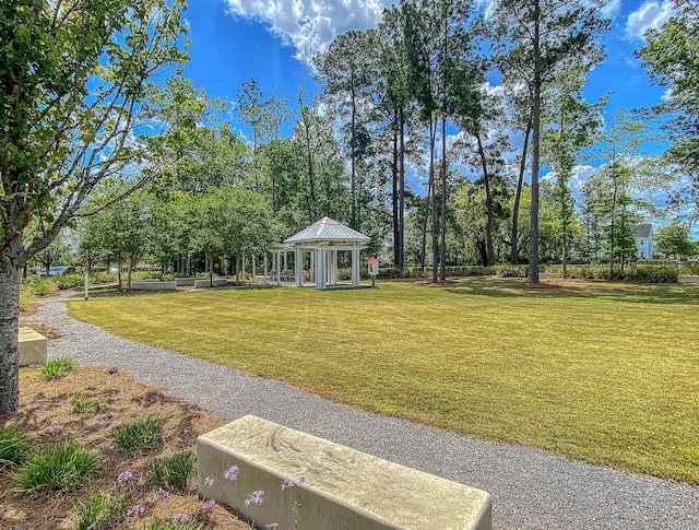 view of yard with a gazebo