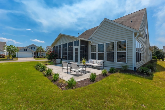 554 Tranquil Waters Way, Summerville, SC 29486 - rear view of property featuring a yard, a sunroom, an outdoor living space, and a patio area