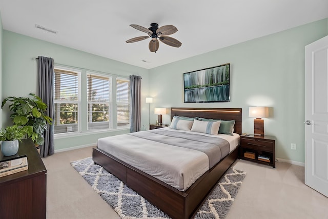 554 Tranquil Waters Way, Summerville, SC 29486 - bedroom featuring visible vents, a ceiling fan, baseboards, and light carpet