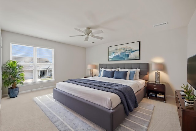 554 Tranquil Waters Way, Summerville, SC 29486 - bedroom with light colored carpet, ceiling fan, baseboards, and visible vents