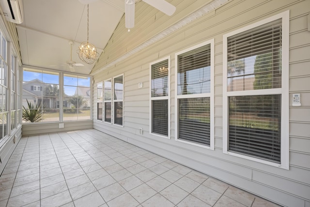 554 Tranquil Waters Way, Summerville, SC 29486 - unfurnished sunroom with an AC wall unit and ceiling fan with notable chandelier