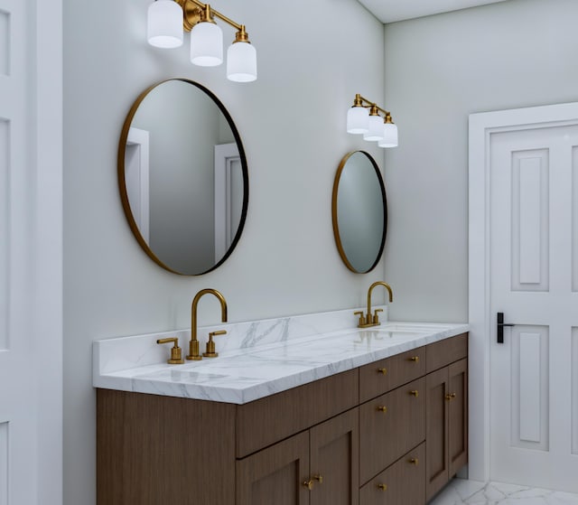 5209 Seewee Rd, Awendaw, SC 29429 - bathroom featuring double vanity and marble look tile flooring