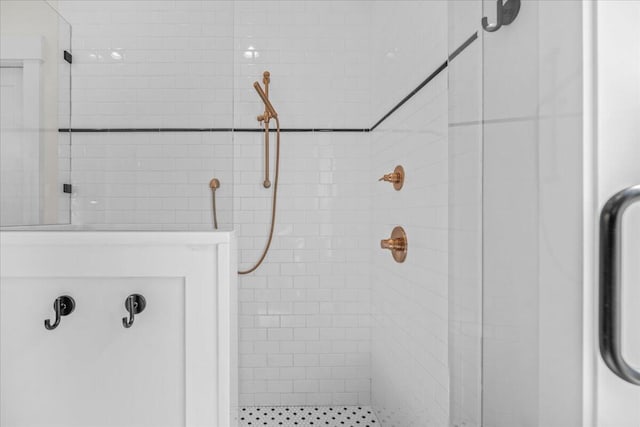 bathroom featuring a stall shower
