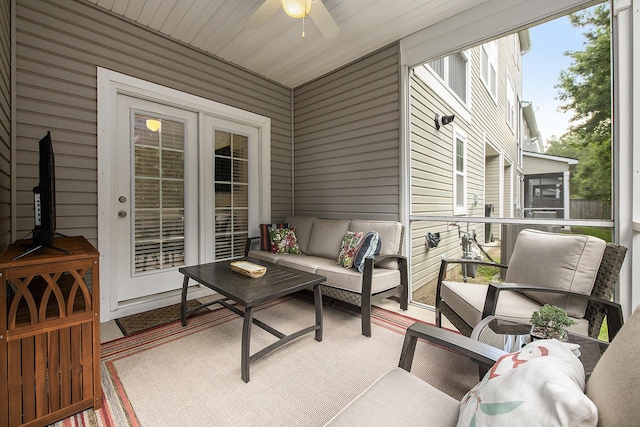 4117 Rigsby Ln, Charleston, SC 29414 - sunroom / solarium featuring a ceiling fan, outdoor lounge area, and vaulted ceiling
