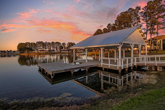 view of dock featuring a water view