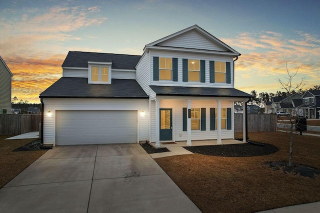 view of front of house with a garage