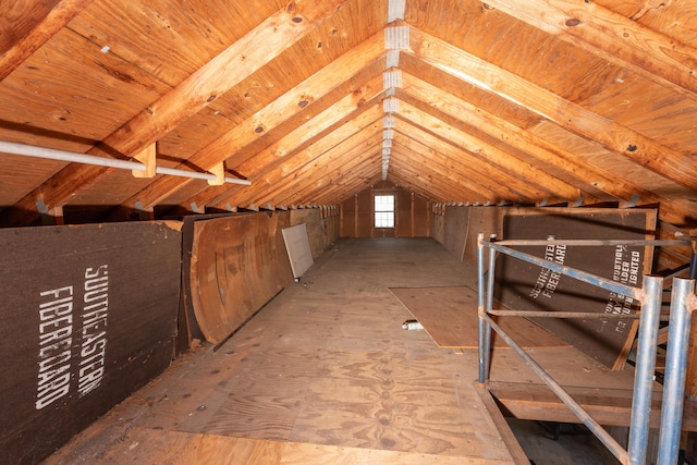 view of unfinished attic