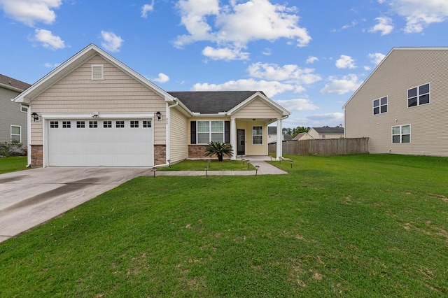 405 Watershed Dr, Goose Creek, SC 29445 - single story home with an attached garage, driveway, and stone siding