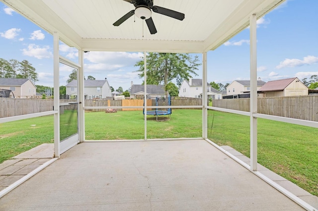 405 Watershed Dr, Goose Creek, SC 29445 - unfurnished sunroom with a residential view and a ceiling fan