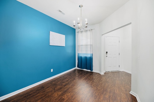 405 Watershed Dr, Goose Creek, SC 29445 - unfurnished room with a chandelier, wood finished floors, and baseboards