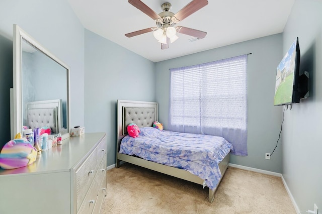 405 Watershed Dr, Goose Creek, SC 29445 - bedroom with light colored carpet, baseboards, and a ceiling fan