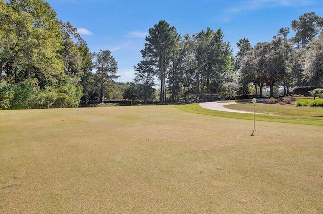 view of property's community with a lawn