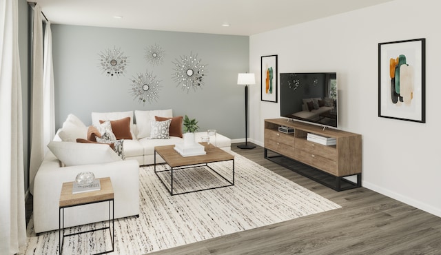 living room featuring hardwood / wood-style flooring