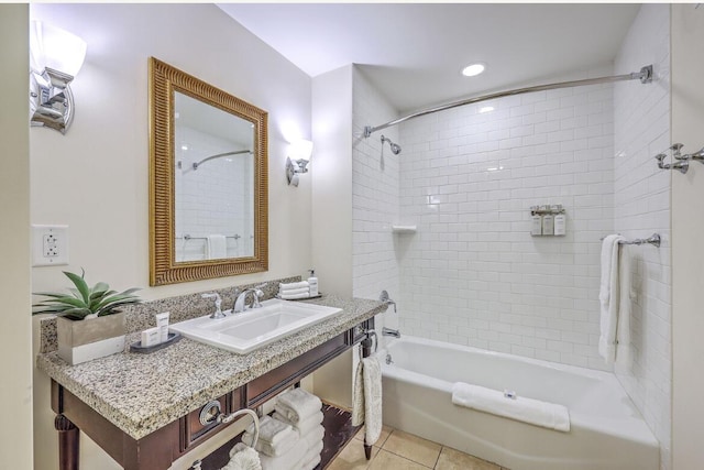 5802 Palmetto Dr Unit B 314, Isle Of Palms, SC 29451 - full bathroom featuring washtub / shower combination, tile patterned flooring, vanity, and recessed lighting