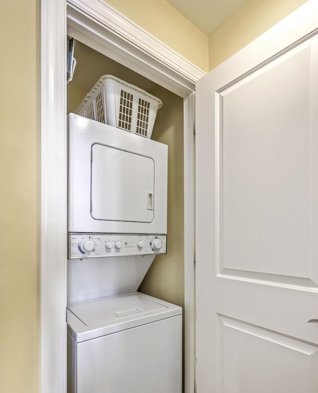 5802 Palmetto Dr Unit B 314, Isle Of Palms, SC 29451 - washroom with stacked washer and clothes dryer