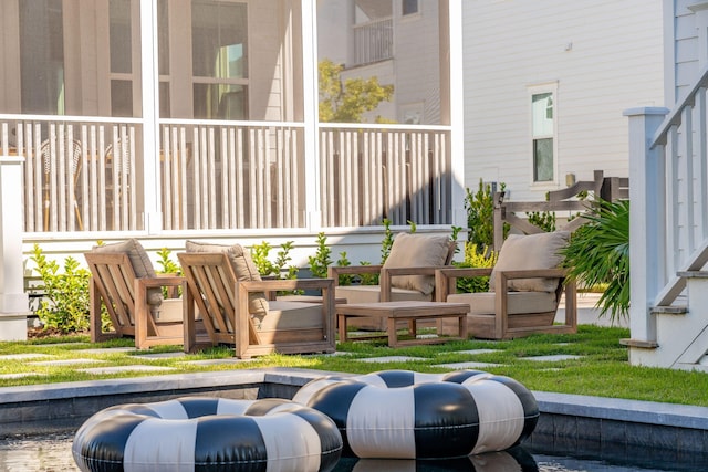 balcony with an outdoor hangout area