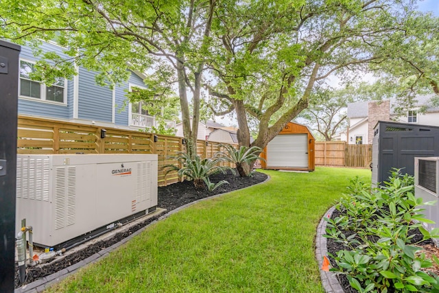 view of yard with a shed