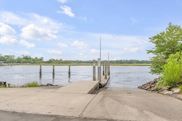 view of dock featuring a water view