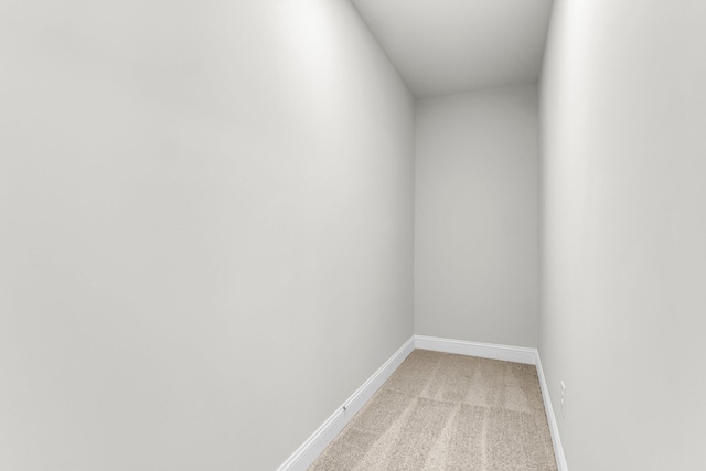 spare room featuring baseboards and light colored carpet
