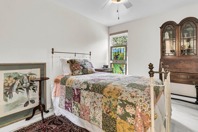 bedroom featuring ceiling fan