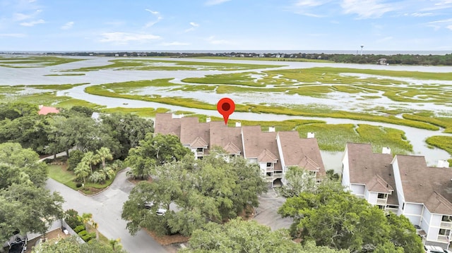 bird's eye view featuring a water view