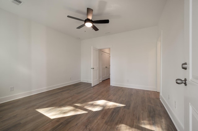 414 Katies Scenic Ct, Charleston, SC 29492 - unfurnished bedroom featuring baseboards, a ceiling fan, visible vents, and dark wood-type flooring