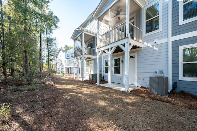 414 Katies Scenic Ct, Charleston, SC 29492 - back of property with a ceiling fan, a balcony, and central air condition unit