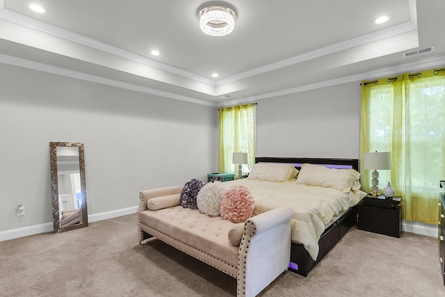 404 Bowstring Dr, Huger, SC 29450 - bedroom with light carpet, recessed lighting, crown molding, multiple windows, and baseboards