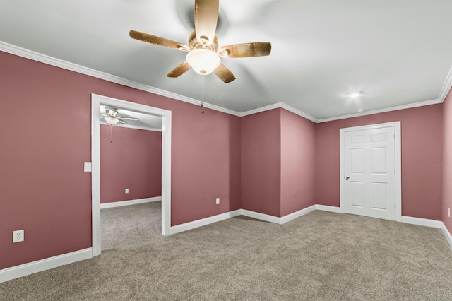 1560 NW Lee Blvd, Orangeburg, SC 29118 - carpeted empty room with ceiling fan, crown molding, and baseboards