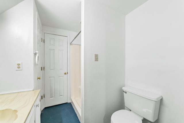 1560 NW Lee Blvd, Orangeburg, SC 29118 - bathroom featuring vanity, toilet, and a shower stall