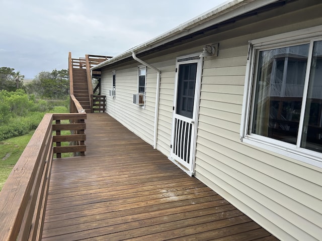 1736 E Ashley Ave, Folly Beach, SC 29439 - wooden deck with cooling unit and stairs