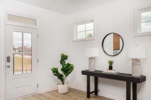 doorway to outside with a healthy amount of sunlight and light hardwood / wood-style flooring