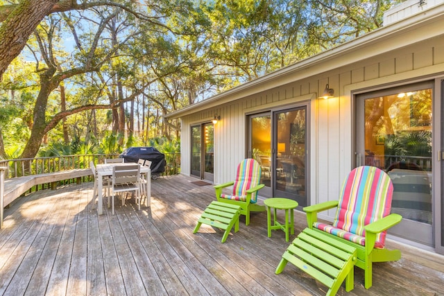 deck featuring grilling area