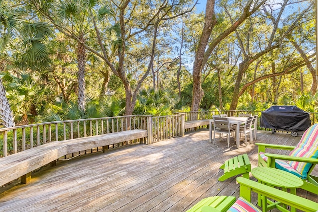 wooden deck with area for grilling