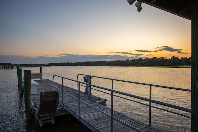 view of dock featuring a water view