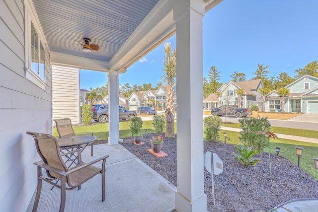 view of patio with a porch and a residential view