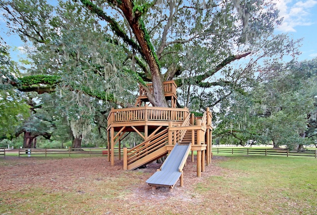 view of yard with a playground