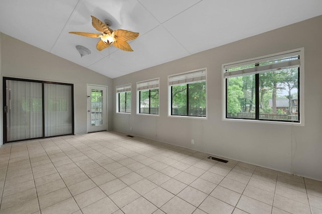 105 Londonderry Rd, Goose Creek, SC 29445 - spare room featuring vaulted ceiling, a ceiling fan, and light tile patterned floors