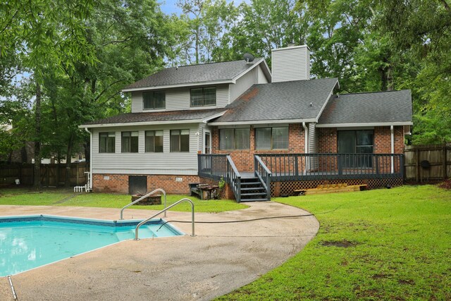 105 Londonderry Rd, Goose Creek, SC 29445 - view of front of property featuring a chimney, a patio, a shingled roof, and a deck
