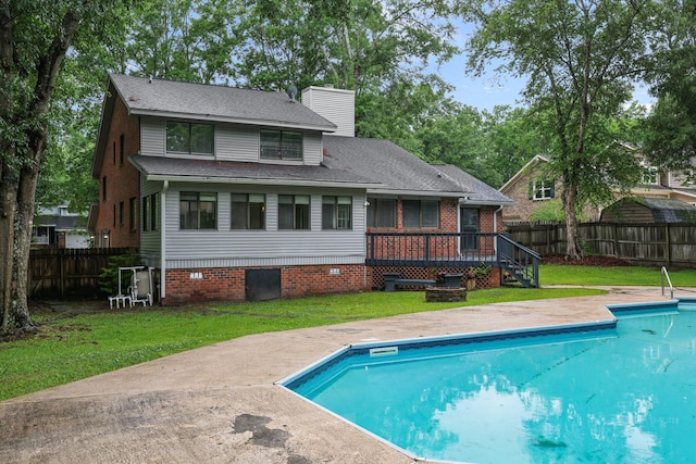 105 Londonderry Rd, Goose Creek, SC 29445 - rear view of house with a chimney, a deck, crawl space, and a shingled roof
