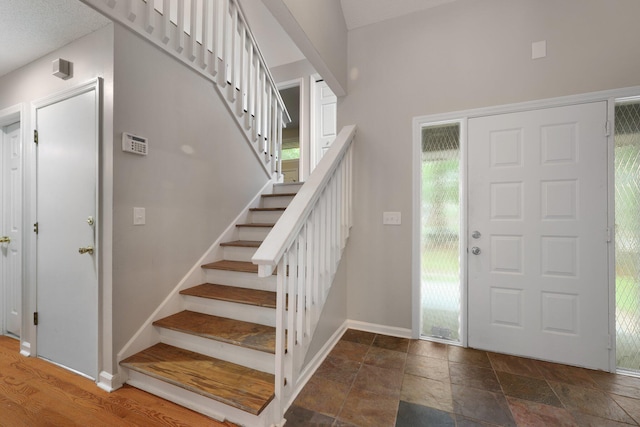 105 Londonderry Rd, Goose Creek, SC 29445 - foyer entrance with baseboards, stairway, and stone finish flooring