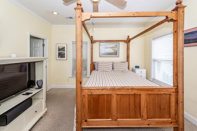 2613 Rivertowne Pkwy, Mount Pleasant, SC 29466 - carpeted bedroom with ornamental molding, baseboards, and recessed lighting