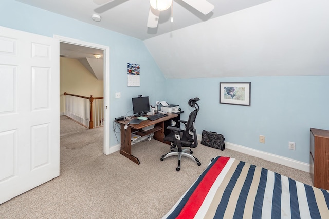 2613 Rivertowne Pkwy, Mount Pleasant, SC 29466 - carpeted office featuring vaulted ceiling, ceiling fan, and baseboards