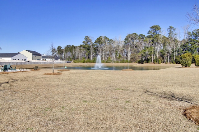 view of yard with a water view