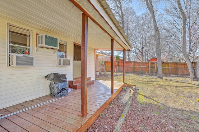 deck with cooling unit and fence