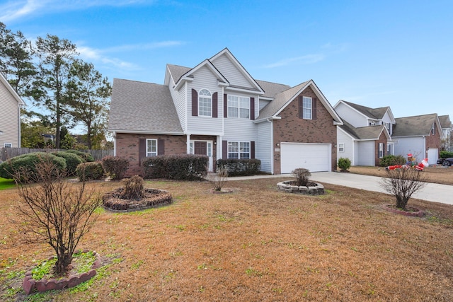 front of property with a garage and a front yard