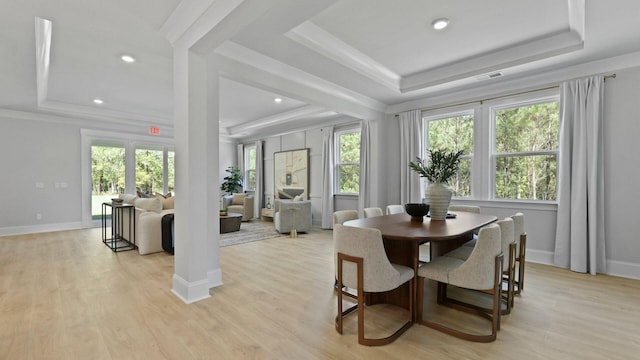 212 Bilge Rd, Ridgeville, SC 29472 - dining space featuring a raised ceiling, healthy amount of natural light, light wood-style floors, baseboards, and recessed lighting